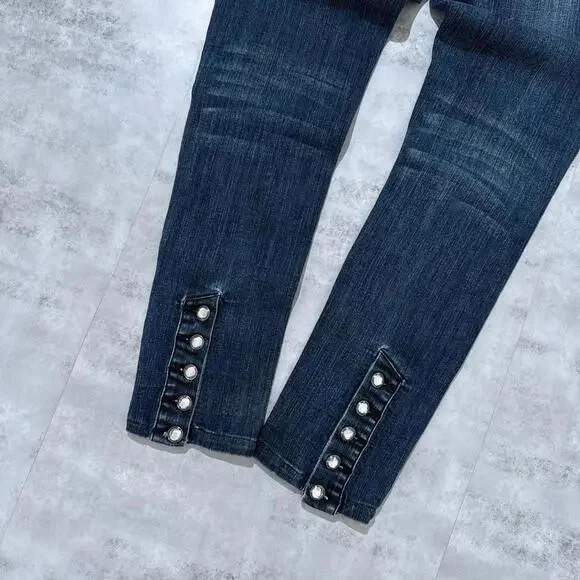 Y2K LA Idol Bluee Leopard Print 00s Denim Jeans - Picture 5 of 8